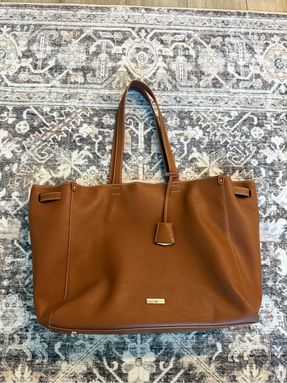 EVERNEW brown vegan leather work bag purse